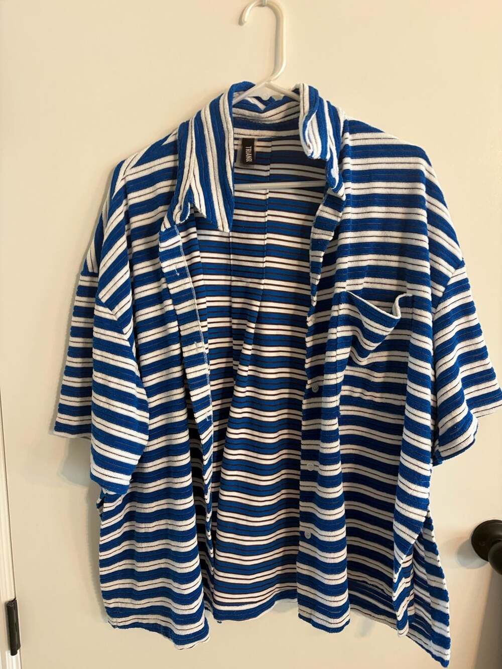 TRIANGL Striped Button Up Short Sleeve Shirt